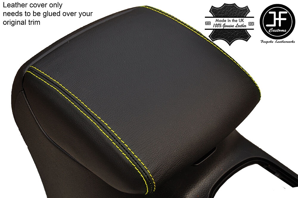 YELLOW STITCHING ARMREST LID LEATHER COVER FITS NAVARA NP300 D23 2015-2017
