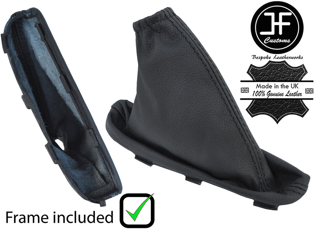BLACK STITCH LEATHER HANDBRAKE GAITER+PLASTIC FRAME FOR FREELANDER 2 LR2 06-14