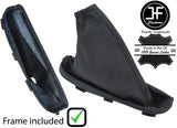 BLACK STITCH LEATHER HANDBRAKE GAITER+PLASTIC FRAME FOR FREELANDER 2 LR2 06-14