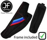 RED STITCH TRI STRIPE SUEDE HANDBRAKE GAITER +PLASTIC FRAME FOR BMW 5 E39 95-03