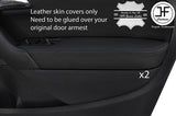 BLACK & BLACK 2X FRONT DOOR ARMREST LEATHER COVER FOR VW POLO MK8 09-16 5 DOOR