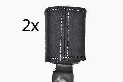 white stitch FITS FORD KA  96-09 2X FRONT SEAT BELT STALK LEATHER COVERS
