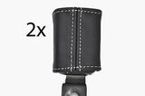 white stitch FITS FORD KA  96-09 2X FRONT SEAT BELT STALK LEATHER COVERS