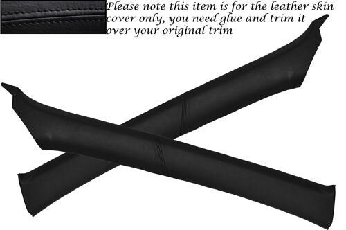 BLACK STITCHING FITS ROVER 400 1995-1999 2X WINDSCREEN PILLAR LEATHER COVERS