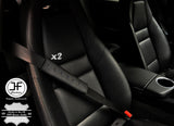2X BLACK & BLACK STYLE 1 LEATHER LUXURY SHOULDER SEAT BELT PADDED PADS HARNESS