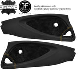 YELLOW STITCH 2X DOOR CARD LEATHER & SUEDE TRIM COVER FOR LOTUS ELISE EXIGE S2