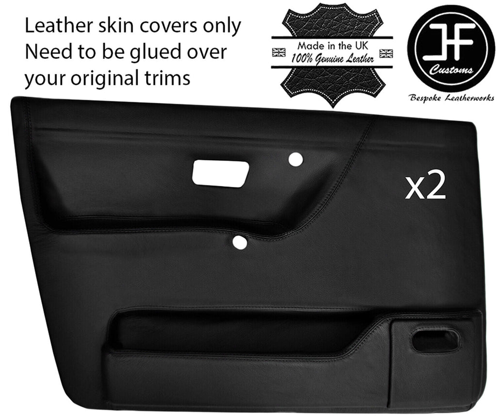 BLACK STITCH 2X FRONT DOOR CARD LEATHER COVERS FOR VW GOLF MK2 83-92 5DR DSG2
