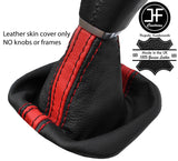 BLACK & RED STRIPE LEATHER MANUAL GEAR GAITER FITS RANGE ROVER EVOQUE 11-17