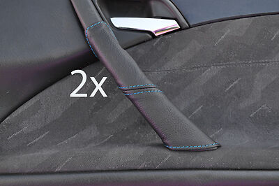 blue stitch FITS MERCEDES E CLASS W210 95-02  2X DOOR HANDLE LEATHER COVERS