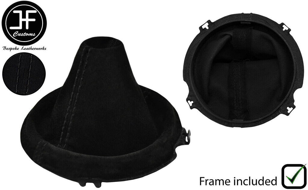 BLACK STITCH SUEDE MANUAL GEAR GAITER+PLASTIC FRAME FOR AUDI TT MK2 06-14