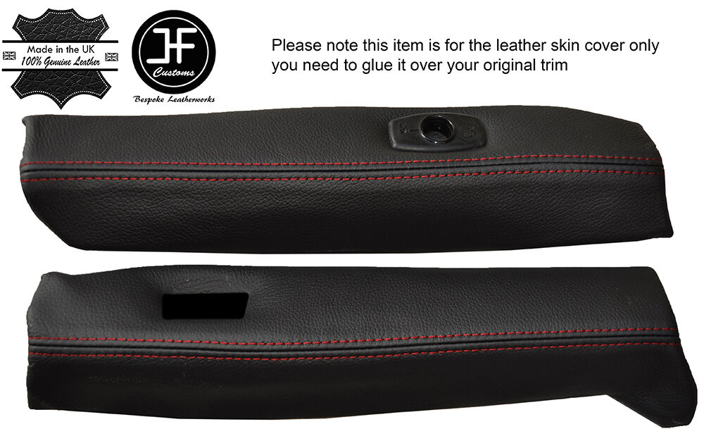 RED STICH 2X FRONT TOP TARGA ROOF RAIL TRIM LEATHER COVER FOR PORSCHE 911 930