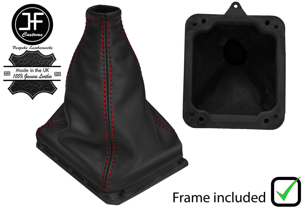 RED STITCH LEATHER GEAR GAITER + PLASTIC FRAME FOR FORD SIERRA MK1 MK2 2WD