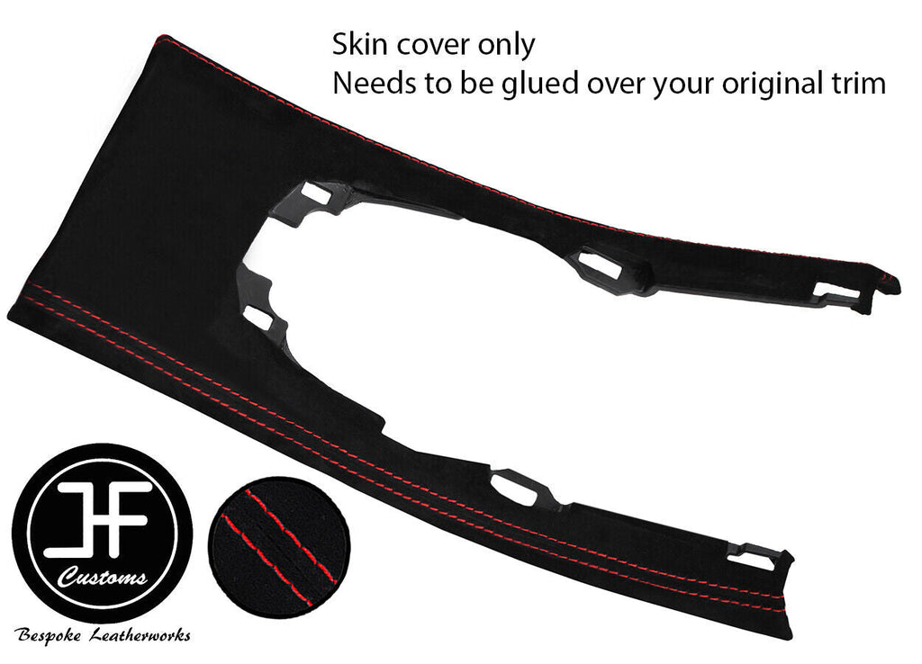RED STITCHING CONSOLE GEAR SURROUND SUEDE FITS NISSAN PULSAR 2014-2019