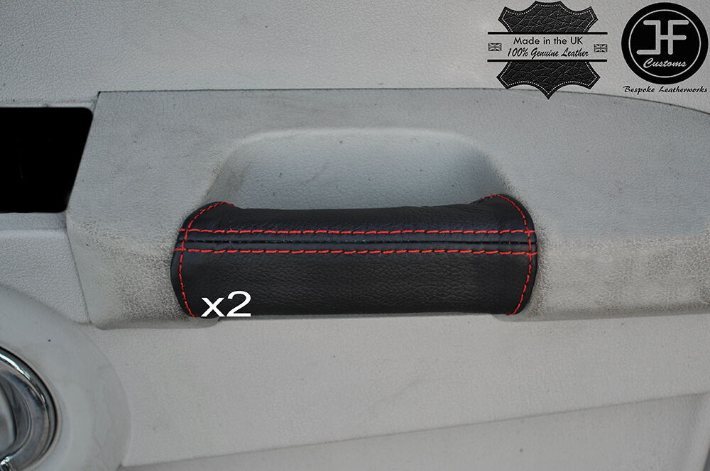 RED STITCH 2X FRONT DOOR HANDLE LEATHER COVERS FITS JEEP COMMANDER 2005-2010