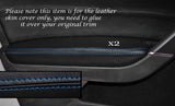 BLUE STITCH 2X FRONT DOOR ARMREST SKIN COVERS FITS VW GOLF MK7 VII JETTA 13+