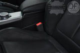 BLACK STITCH 2X SEAT BELT LONG LEATHER COVERS FITS JAGUAR XF 2008-2015