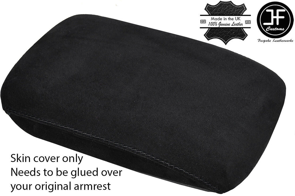 BLACK STITCHING REAL SUEDE ARMREST LID COVER FITS LEXUS RX350 RX450h 2010-2015