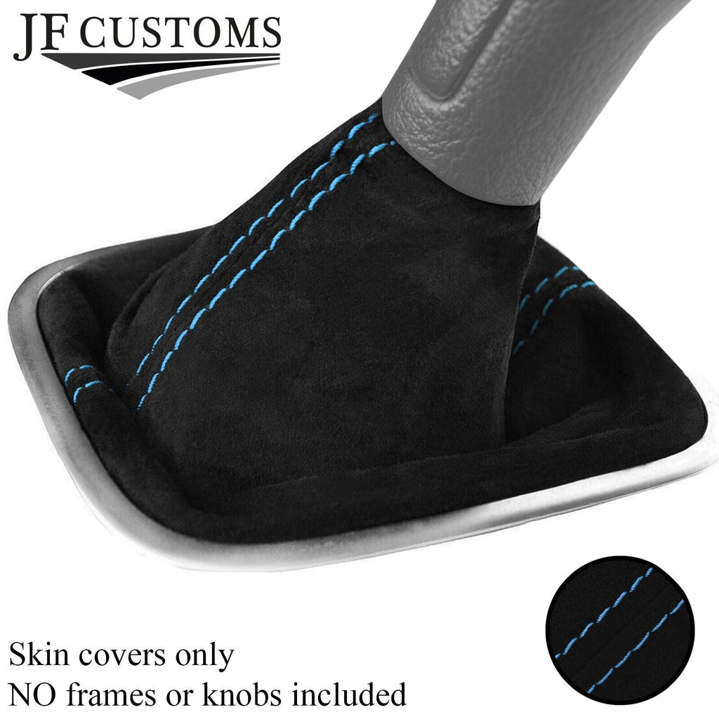 L BLUE STITCHING REAL SUEDE MANUAL GEAR GAITER FITS VW POLO 6R 2009-2016