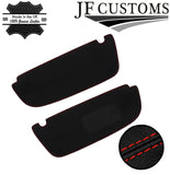 RED CROSS STITCH ITALIAN LEATHER 2X SUN VISOR COVERS FOR VAUXHALL CORSA B 93-00