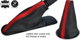 BLACK RED STRIPE TOP GRAIN LEATHER GAITER SET FOR BMW MINI COOPER R55 R56 R57