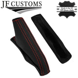 RED STITCH LEATHER HANDBRAKE + METAL FRAME FITS TOYOTA LANDCRUISER J120 02-09