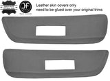 GREY LEATHER 2X FRONT DOOR CARD TRIM INSERT COVERS FITS SAAB 900 CLASSIC 78-93