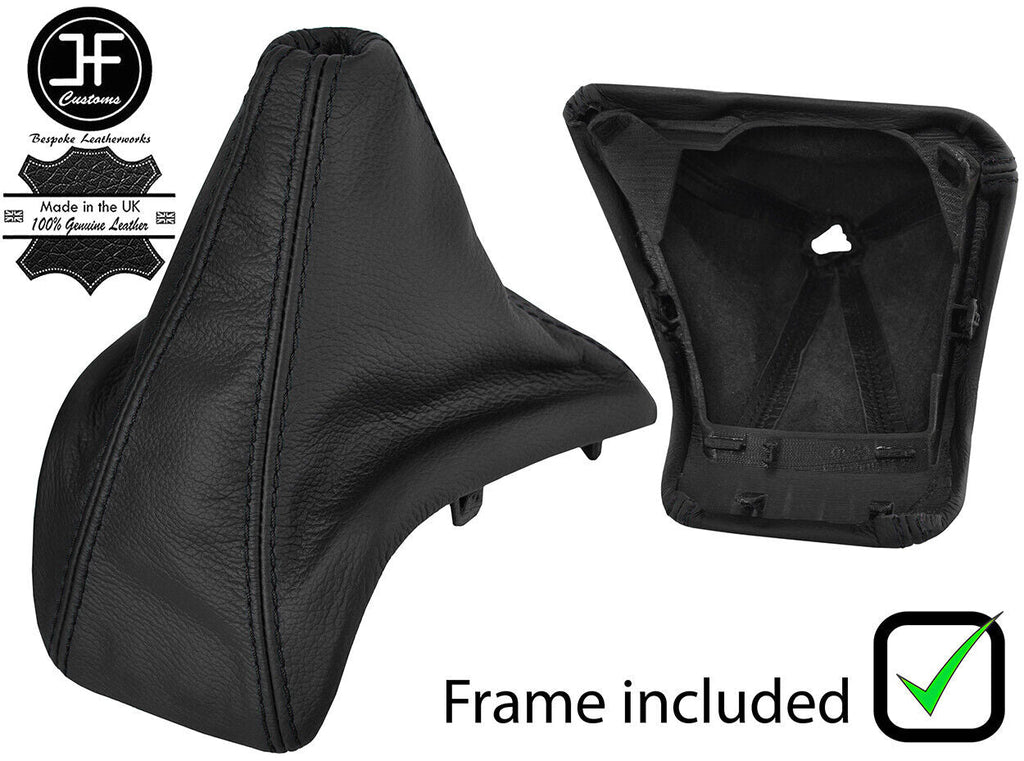 BLACK STITCH LEATHER GEAR GAITER+PLASTIC FRAME FITS FORD TRANSIT CUSTOM 13-17