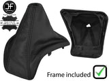 BLACK STITCH LEATHER GEAR GAITER+PLASTIC FRAME FITS FORD TRANSIT CUSTOM 13-17