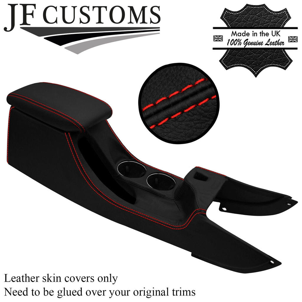 RED STITCH LEATHER CENTRE CONSOLE + ARMREST COVERS FOR JAGUAR X-TYPE 01-09