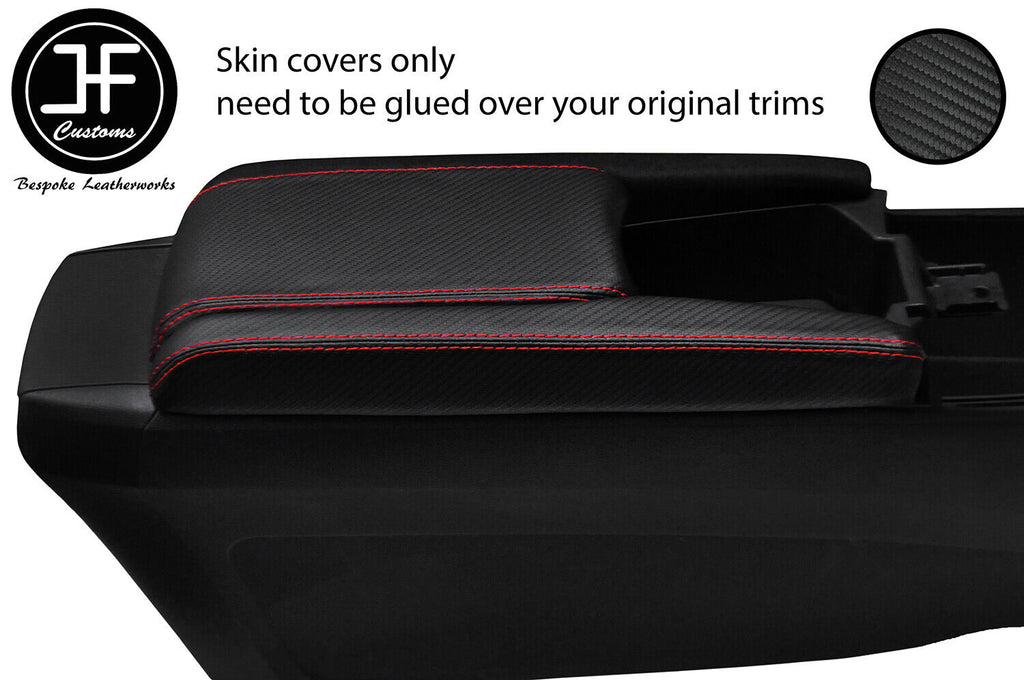 RED STITCH CARBON CONSOLE SIDE TRIM& ARMREST COVER FOR HONDA CIVIC MK10 17-19