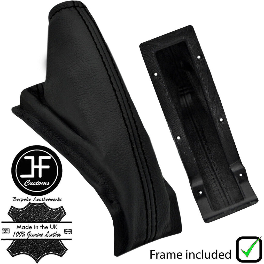 BLACK STITCH LEATHER HANDBRAKE GAITER+PLASTIC FRAME FITS HYUNDAI GALLOPER 98-03