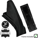 BLACK STITCH LEATHER HANDBRAKE GAITER+PLASTIC FRAME FITS HYUNDAI GALLOPER 98-03