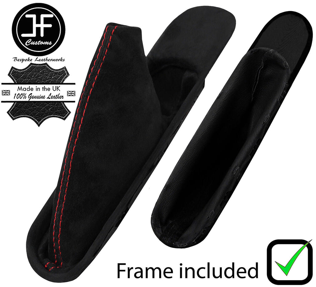 RED STITCHING SUEDE HANDBRAKE GAITER+PLASTIC FRAME FOR MINI R55 R56 R57 07-14