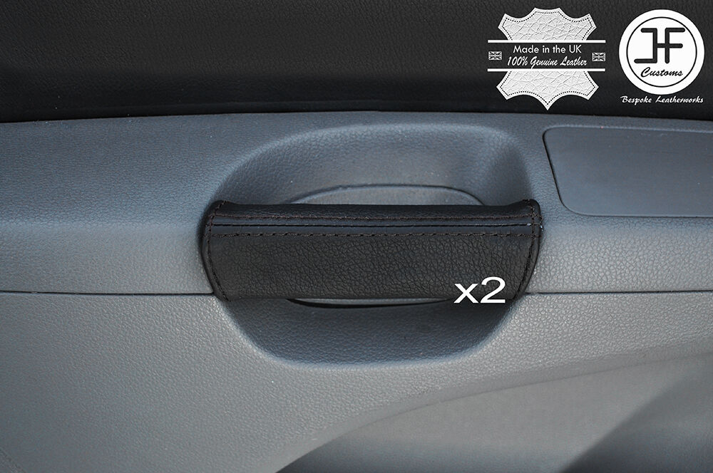 BLACK STITCH 2X FRONT DOOR HANDLE LTHR COVER FITS VW SHARAN SEAT ALHAMBRA 10-16