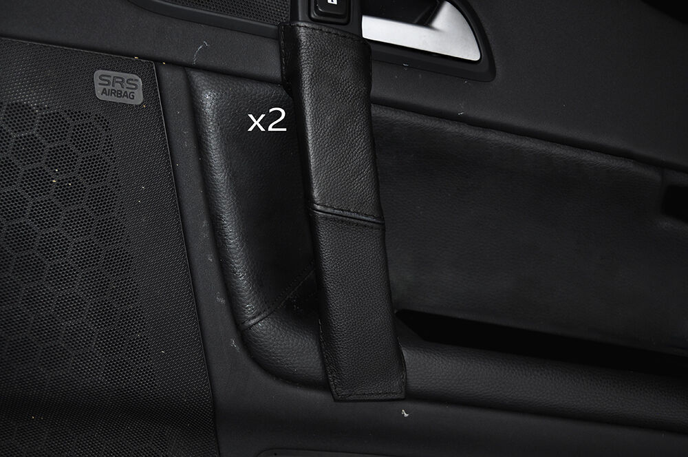 BLACK STITCH 2X FRONT DOOR HANDLE LEATHER COVERS FITS VOLVO C70 2006-2014