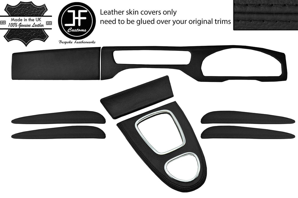 BLACK REAL LEATHER 8 PIECE INTERIOR KIT COVERS FOR JAGUAR S-TYPE 1999-2008