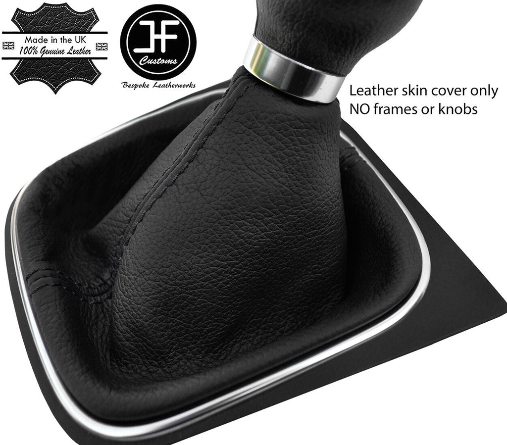 BLACK STITCHING TOP GRAIN LEATHER MANUAL GEAR GAITER FOR VW GOLF MK5 V 03-09