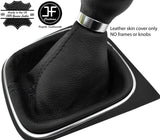 BLACK STITCHING TOP GRAIN LEATHER MANUAL GEAR GAITER FOR VW GOLF MK5 V 03-09