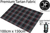 PREMIUM AUTOMOTIVE RED TARTAN FOAM BACKED 4MM FABRIC 100cm x 150cm UPHOLSTERY
