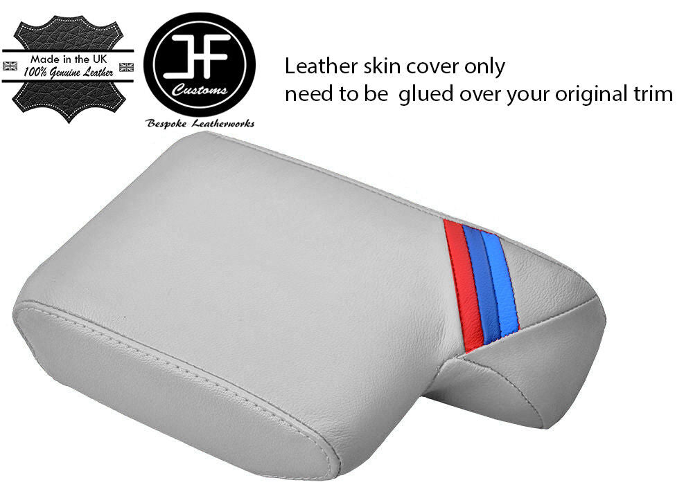 GREY LEATHER TRI STRIPES ARMREST ARM REST COVER FOR BMW SERIES 3 E36 91-99