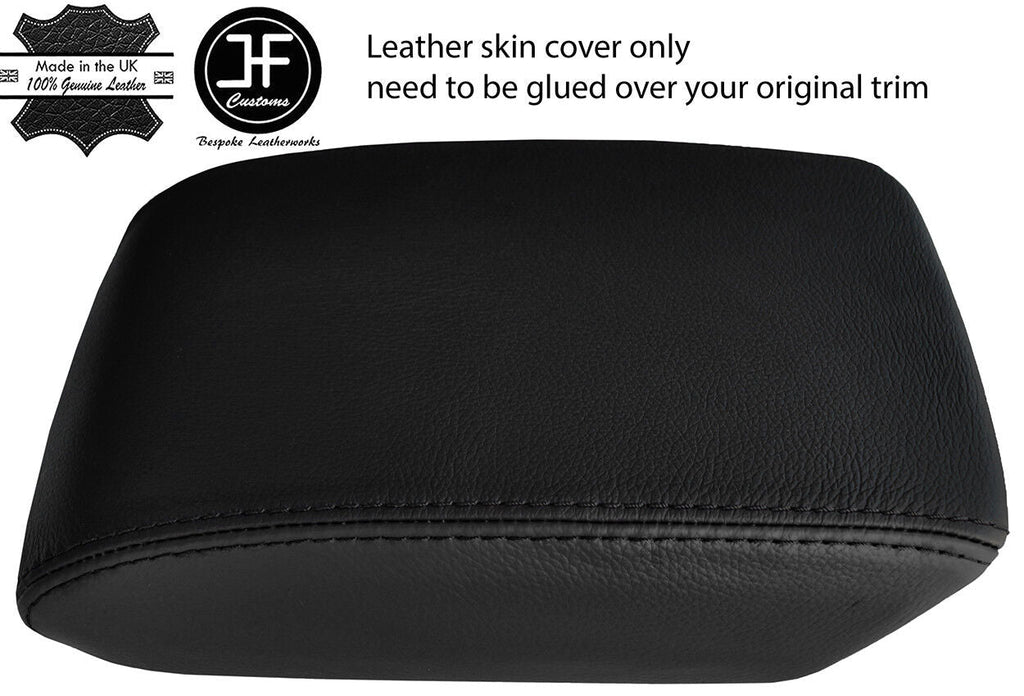 BLACK & BLACK SLIDING ARMREST LID REAL LEATHER COVER FOR AUDI A4 B8 08-15