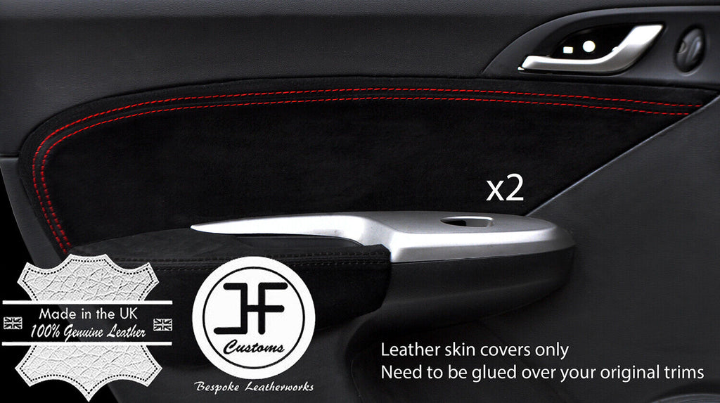 RED STITCH 2X REAR DOOR CARD TRIM SUEDE COVER FOR HONDA CIVIC 06-12 STYLE 2