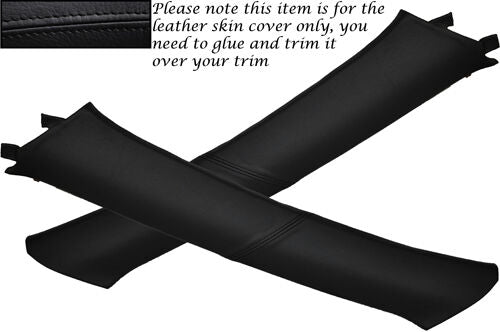 BLACK STITCH FITS MITSUBISHI L200 06-13 2X WINDSCREEN A PILLAR LEATHER COVERS