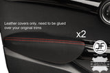 RED STITCH 2X FRONT DOOR ARMREST LEATHER COVERS FOR BMW MINI COOPER F55 14-17