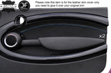 BLUE STITCH 2X FRONT DOOR CARD TRIM LEATHER COVERS FITS BMW MINI R56 07-13