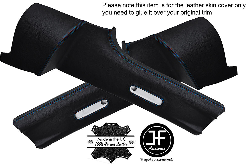 BLUE STITCH 2X B POST PILLAR LEATHER COVERS FITS VW VOLKSWAGEN CADDY MK3 05-15