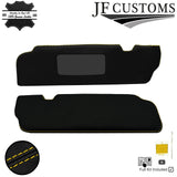 YELLOW CROSS STITCH ITALIAN LEATHER 2X SUN VISOR COVERS FOR TRIUMPH TR7 76-82