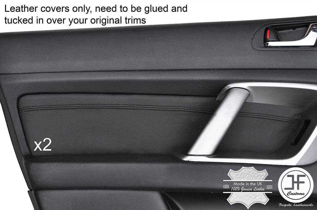 BLACK STITCH 2X FRONT DOOR CARD TRIM LEATHER COVERS FITS SUBARU OUTBACK 2003-09