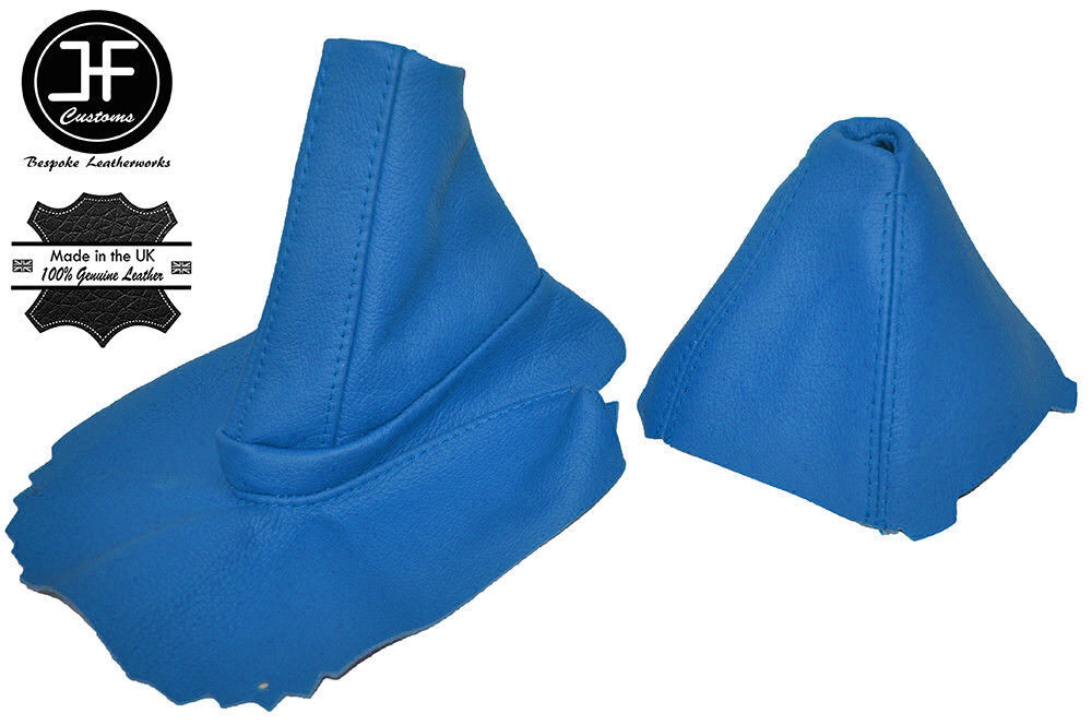 BLUE LEATHER FOR BMW Z4 E85 E86 COUPE ROADSTER GEAR + HANDBRAKE GAITER SET