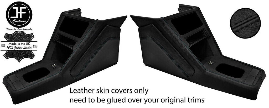BLACK STITCH 2X KNEE PAD & GEAR SURROUND LEATHER COVERS FOR FIAT X19 X1/9 73-89